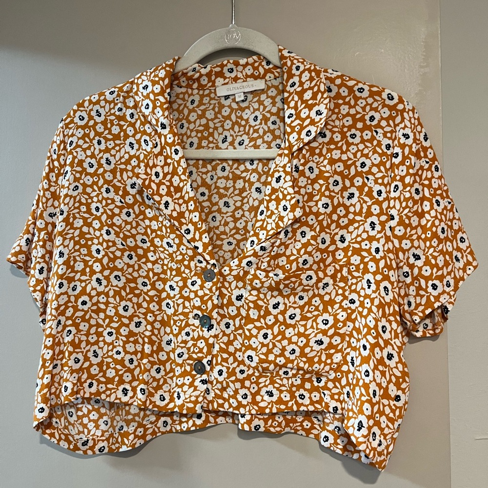 Olivaceous Button Down Crop Top